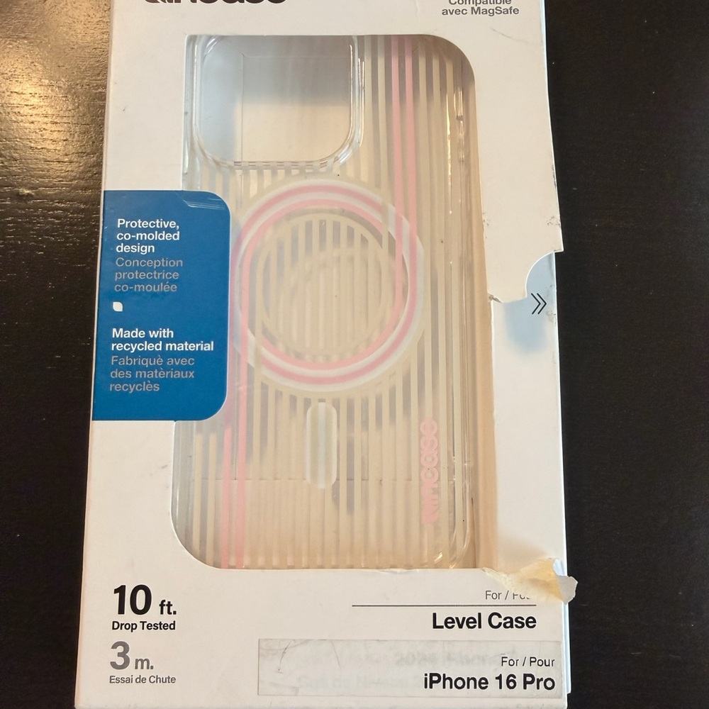 Incase Clear Level Case with Pink Accents for iPhone 16 Pro